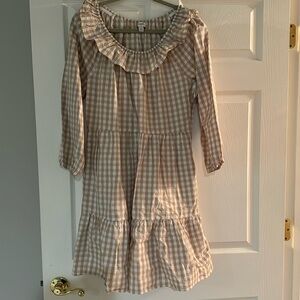 J. Crew size 14 dress tan and white checkered print